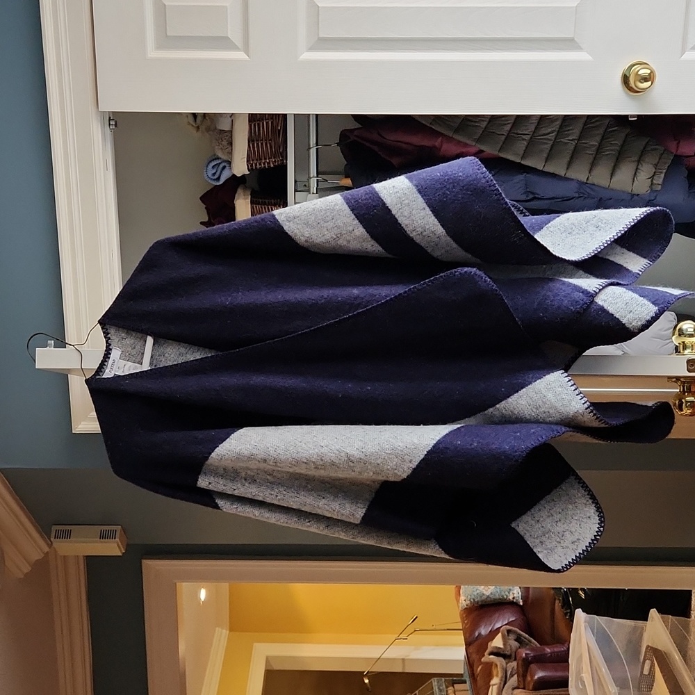 Just Fab Shawl Sweater Blue and Gray